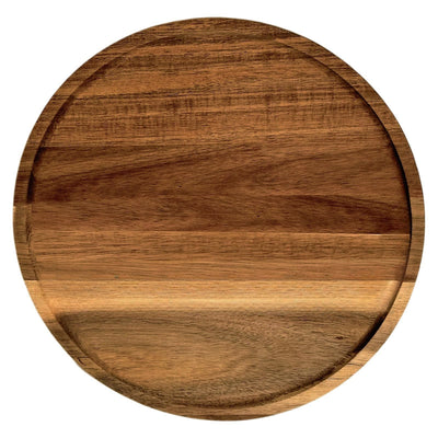 PINXIURY 13.8 Inch Acacia Wood Decorative Serving Tray for Home, Table & Gifts