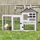 Aivituvin 51.6''L Rabbit Hutch Outdoor Chicken Coop Indoor Bunny Cage with Run,Guinea Pig House Pull Out Upper Tray 51.6" L x 25.2" W x 36.2" H (Brown) Aivituvin
