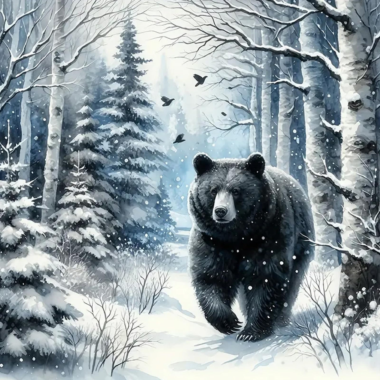 MOMDEDP Diamond Painting Kits for Adults -Forest Bear DIY 5D Diamond Art Kits Full Drill Winter Diamond Dots Paintings with Diamonds Gem Art and Crafts for Beginners Home Decor 12x12inch Animal MOMDEDP