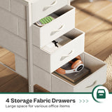 Huuger 63 Inch Computer Desk with Power Outlets and LED Lights, Gaming Desk with 4 Drawers, Office Desk with Monitor Stand, Study Desk Work Desk for Home Office, White Huuger