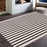 LEEVAN Black and White Striped Area Rug 3x5 ft Outdoor Patio Rugs Woven Washable Farmhouse Floor Carpet Front Porch Doormat for Bedroom/Courtyard/Laundry Room/Living Room LEEVAN