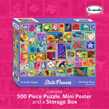 Re-marks State Flowers Stamp Collage Jigsaw Puzzle, 500 Large Piece Jigsaw Puzzle for All Ages Re-Marks