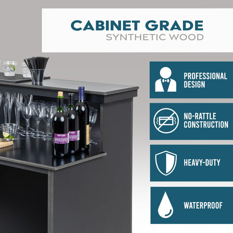 GoBar Elite Portable Bar Table for Events - Foldable Commercial Grade Wood - Mobile Bartending Station GoPong