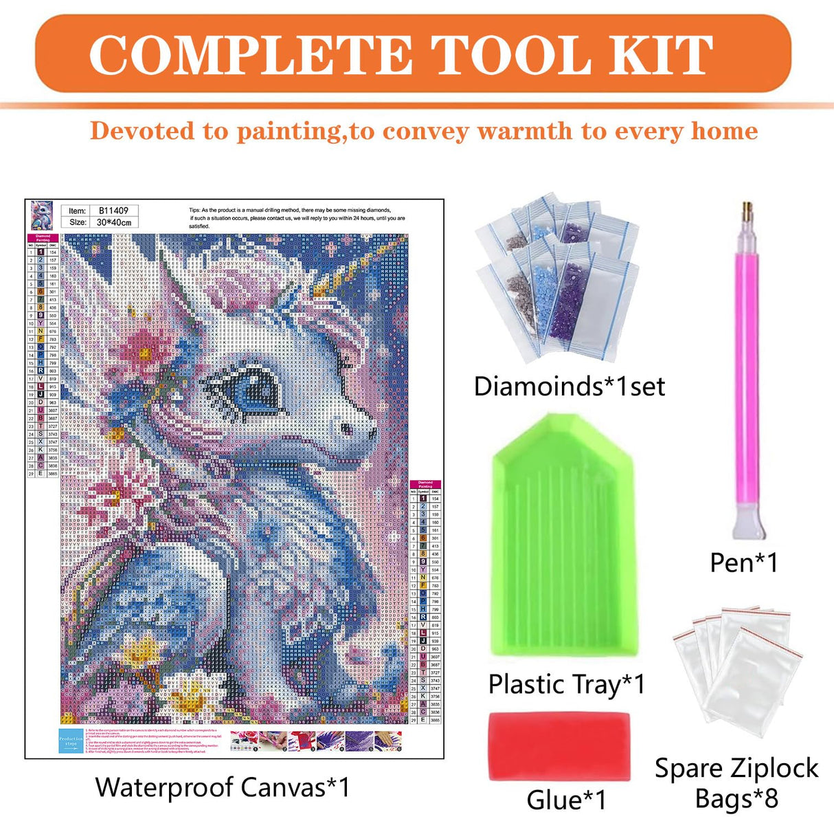 igoodom Diamond Art Kits for Adults, Unicorn Diamond Art Kits, Full Drill Round Unicorn Diamond Painting Kits, DIY Gem Art and Crafts for Home Wall Decor Gift 12x16inch igoodom