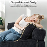 Airynee Convertible Folding Sofa Bed, L- Shaped Sleeper Chair Bed with Armrest and Pillow, Fold Out Sleeper Sofa, Comfortable Floor Couch for Small Spaces/Living Room/Bedroom, Single, Black Airynee