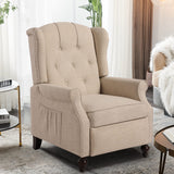Consofa Wingback Recliner Chair with Massage and Heat, Tufted Fabric Push Back Recliner Chair for Living Room, Vintage Recliner Chair with Remote Control, Padded Cushion, Backrest, Wooden Legs Consofa