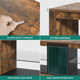 YITAHOME LED TV Stand w/Power Outlets for TVs up to 55/60 inch, Gaming Entertainment Center with Glass Shelves RGB Modes, Modern TV Stand for Living Room, TV Console with Storage, Rustic Brown YITAHOME