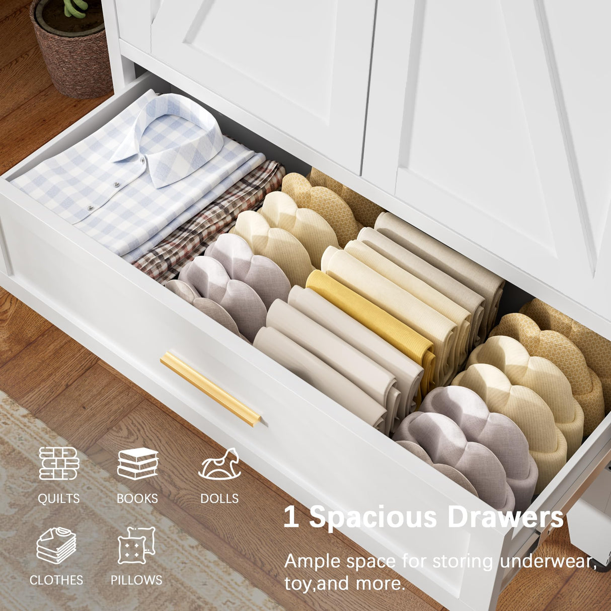 Metal Armoire Wardrobe Closet with Drawer, Farmhouse White Wardrobe Cabinets for Hanging Clothes,Rustic Barn Door Dasign 71" Tall Freestanding Armoire for Bedroom,Office,Laundry Room,Dormitorios XIOMIOHTRQ