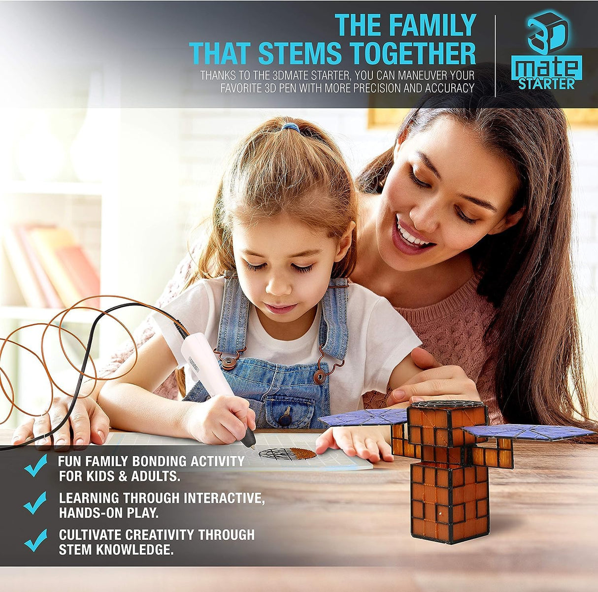 3Dmate Starter - Transparent 3D Pen Mat 9 x 7 Inches with Compatible Stencils Book - Flexible Two-Sided Heat-Resistant Silicone - 3D Pen Accessories - Templates for Kids, Adults 3Dmate