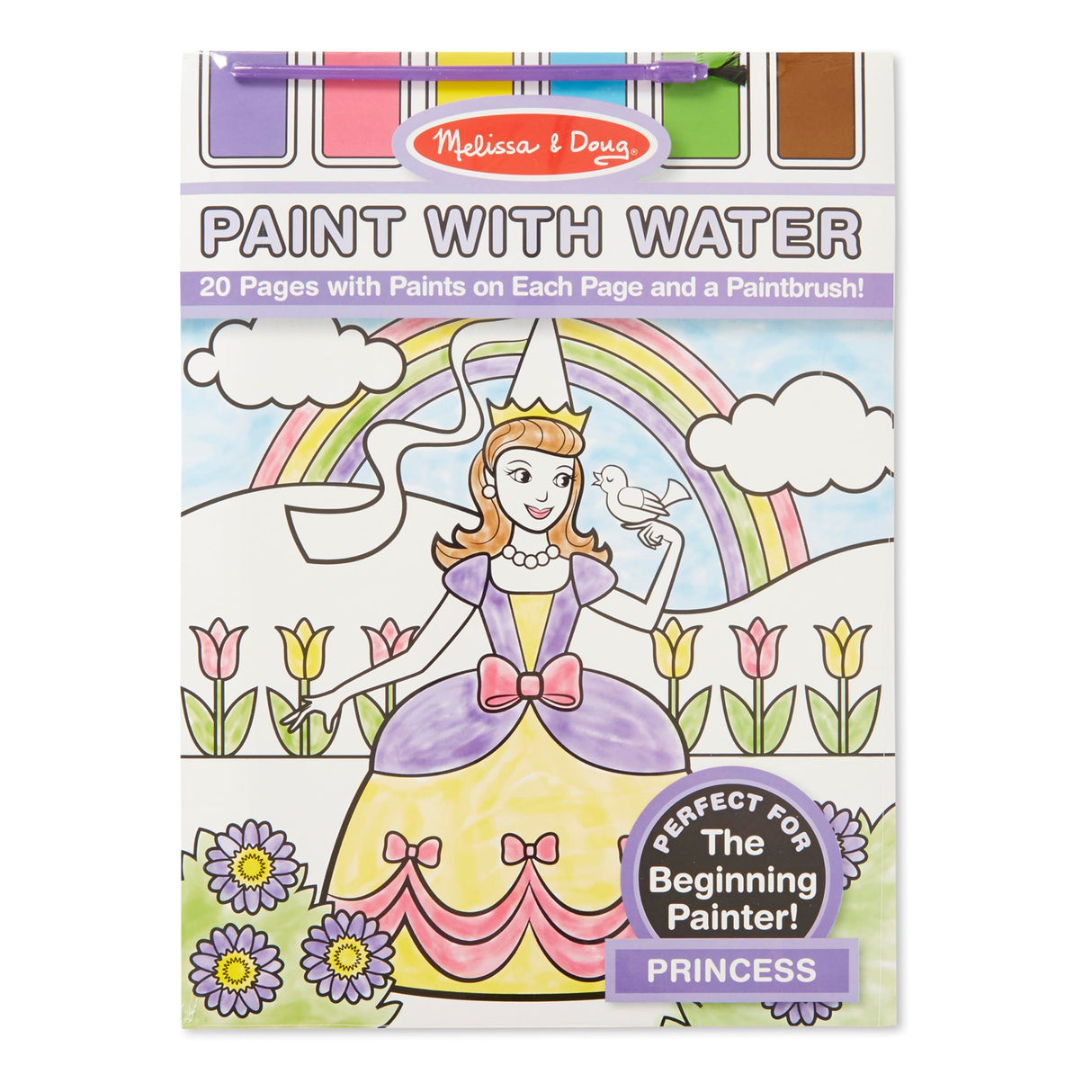 Melissa & Doug Paint with Water - Princess, 20 Perforated Pages with Spillproof Palettes Melissa & Doug