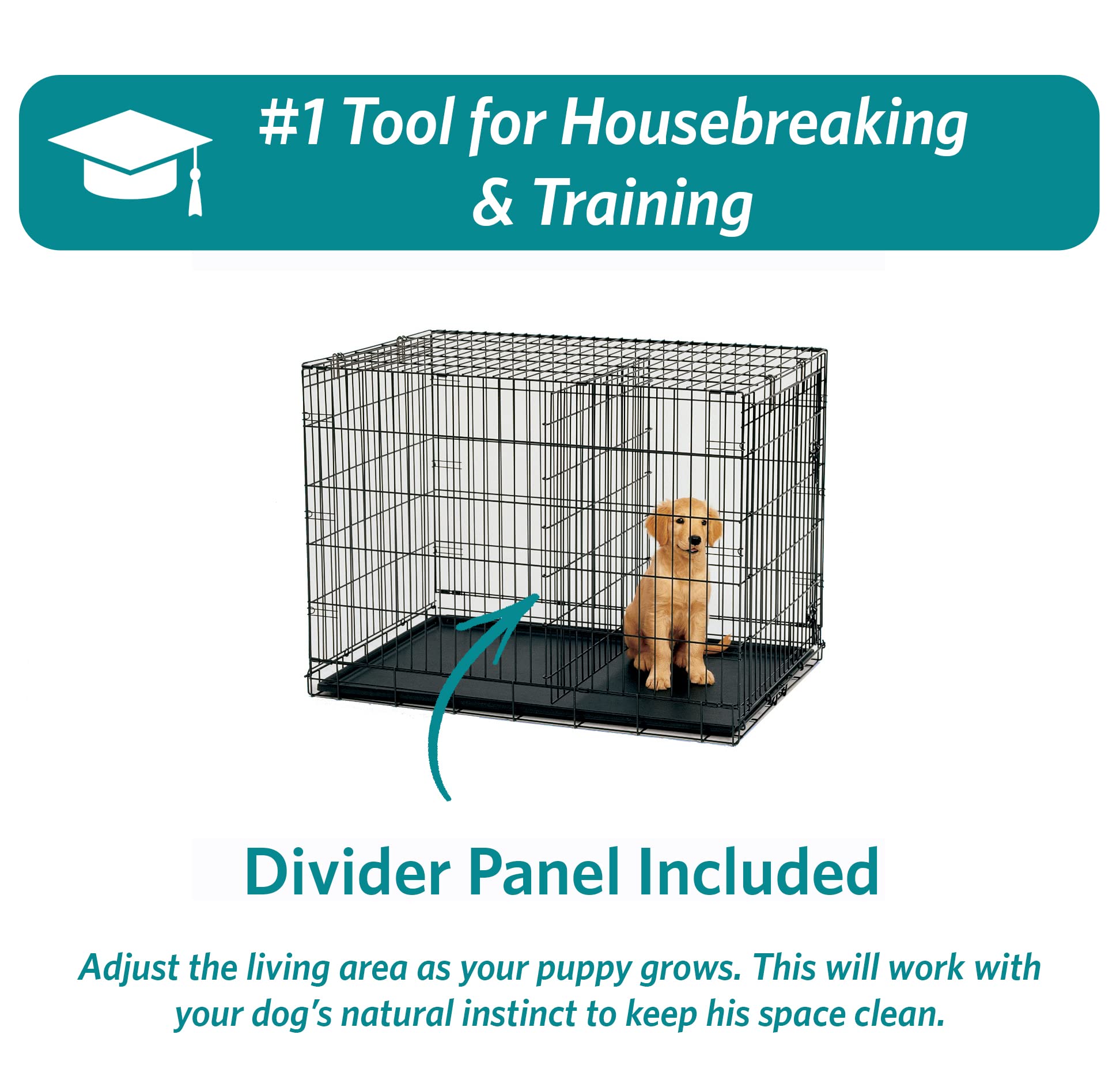 MidWest Homes for Pets Newly Enhanced Double Door iCrate Dog Crate, Includes Leak-Proof Pan, Floor Protecting Feet, Divider Panel & New Patented Features - WoodArtSupply