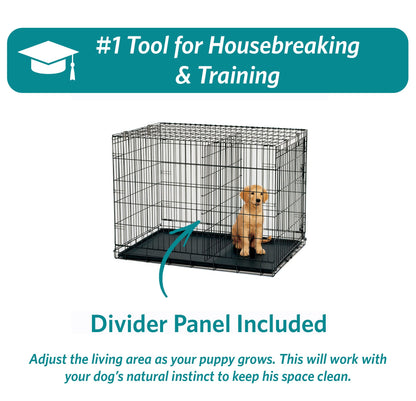 MidWest Homes for Pets Newly Enhanced Double Door iCrate Dog Crate, Includes Leak-Proof Pan, Floor Protecting Feet, Divider Panel & New Patented Features - WoodArtSupply