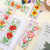 ORIGACH 6 Set Flowers Cross Stitch Bookmark Kit for Beginner with Backing Felt Floss Instructions DIY Stamped Embroidery Bookmark Kit for Adults, Book Lovers ORIGACH