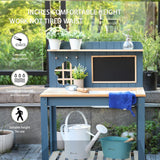 GROWRKS Potting Bench Outdoor Potting Table—All-Weather Kids Solid Wood Garden Work Station with Sink、Drawing Board、Shelves, Weather Proof（Blue, Large） GROWRKS