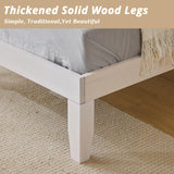 Karl home 12 Inches Wood Platform Bed Frame, Queen Bed Frame, Solid Wood Foundation with Wood Slat Support, Easy Assembly No Box Spring Needed (White) Karl home