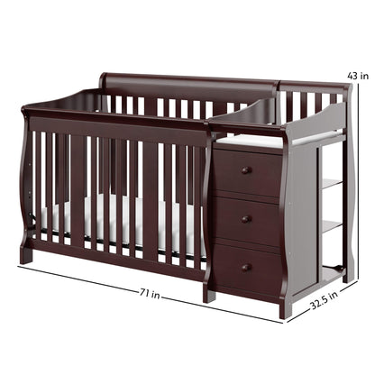 Storkcraft Portofino 5-in-1 Convertible Crib and Changer (Espresso) – Crib and Changing -Table Combo with 3 Drawers, Includes Baby Changing Pad, Converts to Full-Size Bed