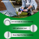 Eurmax USA Trampolines Stakes Heavy Duty Ground Stakes Canopy Parts Wind Stake with Rope 12 Inch Heavy Duty Stake Safety Ground Anchor Galvanized Steel J Shaped, Pack of 4(Gray) Eurmax