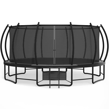Hocozlly Outdoor Trampoline 16FT for Kids, ASTM Approval Recreational Trampoline with Enclosure, Reinforced Trampolines with Thickened Pole & Non-Slip Wider Ladder (Grey) Hocozlly