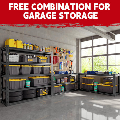 Lauxery Heavy Duty Garage Shelving, 5-Tier Storage Rack 3000LBS Capacity 48" W x 72" H x 24" D, Adjustable Storage Shelves, Boltless Assembly Shelving Unit for Workshop, Basement & Garage Organizer Lauxery