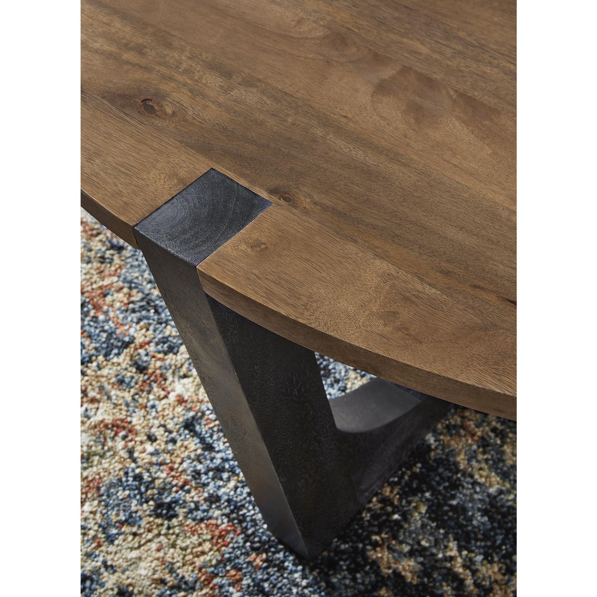 Signature Design by Ashley Hanneforth Farmhouse Coffee Table with Angled Solid Wood Legs, Light Brown & Black Signature Design by Ashley