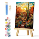 Natuyalo Paint by Numbers for Adults with Framed on Canvas, Wilderness Landscape Paint by Numbers Kits for Beginners, Cactus DIY Acrylic Painting Kits with Frame Ideal Gift (12x16 Inch) Natuyalo