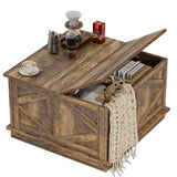 YESHOMY 31.5 inch Farmhouse Coffee Table, Coffee Tables for Living Room, Center Table with Flip-Top Lids, Large Storage Space (Brown) YESHOMY