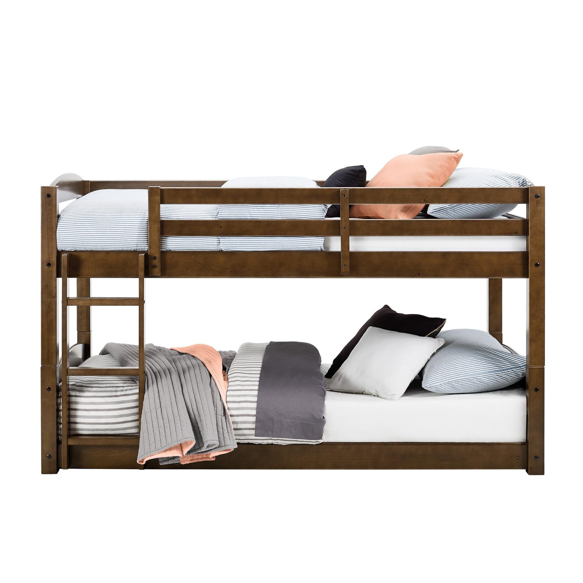 DHP Sierra Twin Bunk Bed - Mocha Finish, Solid Wood, Space-Saving Design - WoodArtSupply