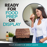 Blue Ridge Mountain Gifts Personalized Wood Cutting Board with Gift Box, Stand, and Oil Included Laser Engraved Anniversary or Wedding Gift Couples Housewarming Present Blue Ridge Mountain Gifts