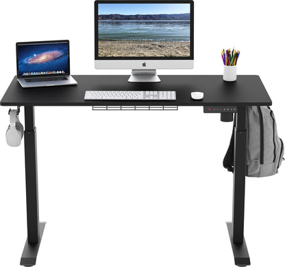 SHW Memory Preset Electric Height Adjustable Standing Desk, 48 x 24 Inches, Black - WoodArtSupply