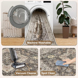 Tangsoo 2x6 Washable Runner Rug for Hallways, Non Slip Vintage Runner Rug, Soft Low Pile Long Rug Runner, Print Distressed Brown/Grey Carpet Runners for Kitchen Bedroom Entryway Bathroom Living Room Tangsoo