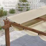 PURPLE LEAF 10' x 13' Outdoor Retractable Pergola with Sun Shade Canopy Patio Metal Shelter for Garden Porch Beach Pavilion Natural Wood Grain Frame Gazebo Modern Yard Grill Pergola PURPLE LEAF