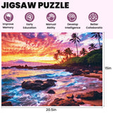 500 Piece Beach Puzzle for Adults-Sunset Puzzle | Recycled Cardboar Jigsaw Puzzles 500 Pieces | Challenging Family Activity Great Gift Idea for Family Friends | Difficult Puzzles Size 20.5 x 15 inches Edsjegn