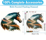 MOMDEDP Horse Diamond Art Painting Kits for Adults, Round Full Drill Mountain Road Diamond Art Kits, 5D DIY Paint with Diamonds Crafts Animal for Home Wall Decoration Gifts 12×12Inch Horse Head MOMDEDP
