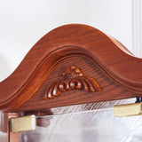 Ball & Cast 72" H Lighted Corner Curio Cabinet with Curved Top Carving,Glass Display Cabinet with 6 Tempered Adjustable Glass Shelves and Doors,Light Bulb Included, Rack for Liquor Storage,Oak Ball & Cast