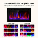 Electric Fireplace Insert 30" Realsmart 1500W Wall Mounted Fireplaces Recessed Heaters Remote Control Slim Black Fireplace Touch Screen Timer 12 Flame Colors LED Decor Low Noise RealSmart