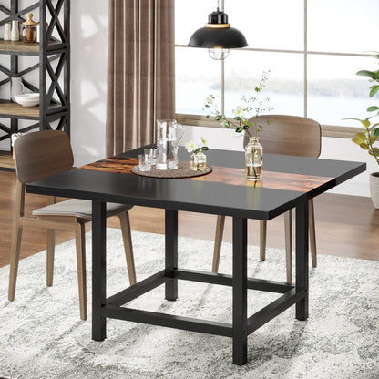 Tribesigns Small Conference Room Table for 4 People, Rustic Square 39.4L X 39.4W X 29.52H Inches Wood Computer Desk for Home Office, Conference Room,Small Space (Chair not Included) (Black&Br - WoodArtSupply