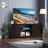 YITAHOME TV Stands for TV up to 65 Inch, Farmhouse Entertainment Center with Double Barn Doors & Storage Cabinets, Rustic TV Cabinet Media Console Table for Living Room, 59 Inches, Espresso YITAHOME