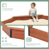 85''x78''x9'' Wooden Octagon Sandbox with Cover, Large Sandpit for Kids Outdoor Patio Backyard Play, Easy & Quick Assemble Mederra