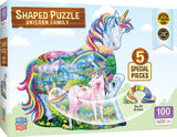 MasterPieces 100 Piece Shaped Jigsaw Puzzle for Kids - Unicorn Family - 14"x19" Masterpieces