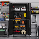 Letaya Metal Garage Storage Cabinet with Wheels,Steel Tool Rolling Cabinets with Lock Door and Adjustable Shelves fro Home Utility Organization Room(1PC-Black) Letaya