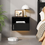 JAXPETY Wall Floating Nightstand Set of 2 Modern Side Table Wall Mounted Shelf with Cabinet Storage for Living Room, Bedroom, Dorm, Black JAXPETY