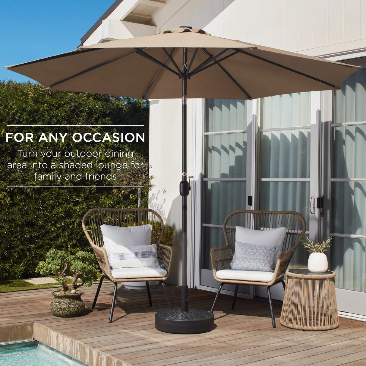 Best Choice Products 10ft Outdoor Steel Polyester Market Patio Umbrella w/Crank, Easy Push Button, Tilt, Table Compatible - Tan Best Choice Products