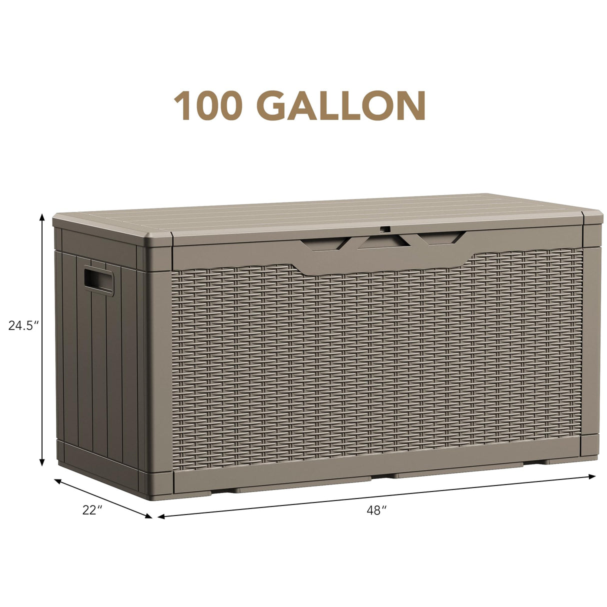 Devoko 100 Gallon Waterproof Resin Deck Box with Lockable Lid and Stylish Rattan Design for Indoor and Outdoor Storage Devoko