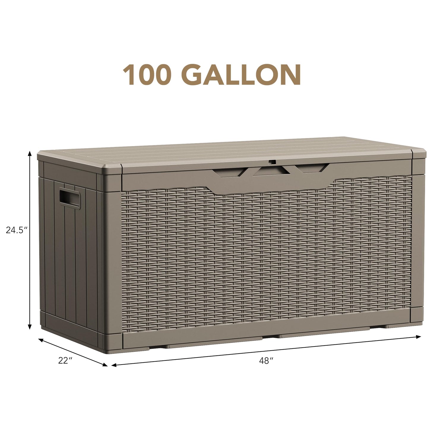 Devoko 100 Gallon Waterproof Large Resin Deck Box Indoor Outdoor Lockable Storage Container for Patio Furniture Cushions Garden Tools (100 Gallon, Light Brown)