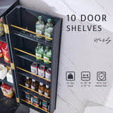 OKD 72" Pantry Cabinet, Fluted Modern Kitchen Hutch, Tall Storage Cabinet with 10 Door Shelves & 2 Drawers, Wood Cupboard for Kitchen & Living Room, Dark Grey OKD