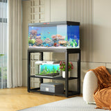 CLrkualn 20-30 Gallon Fish Tank Stand, Aquarium Stand Metal Frame with Adjustable Storage Shelves, 31.5" L x 15.6" W x 31.5" H Reptile Turtle Terrarium Stand, 500LBS CLrkualn