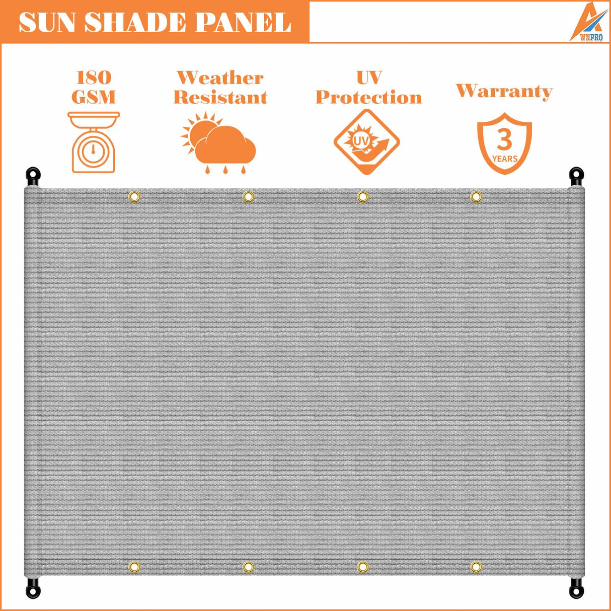 AwnPro 16' x 18' Outdoor Pergola Shade Cover Canopy for Patio Deck Porch Backyard Gazebo Replacement Shade Cover with Spaced Grommets Weighted Rods (Light Gray) AwnPro