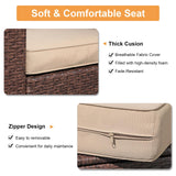 Super Patio 8 Pieces Outdoor Patio Furniture Set with 45” Fire Pit Table, Rattan Patio Conversation Sets with 50000 BTU Gas Fire Pit, Wicker Sectional Sofa Set with Storage Box, Brown(Without Table) Super Patio