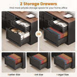 SEDETA Farmhouse L Shaped Standing Desk, 55 inch Height Adjustable Corner Desk with Storage Drawers, Standing Computer Desks with Power Outlets for Home Office, Black SEDETA