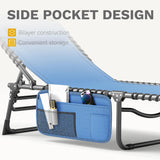 DWVO Patio Lounge Chair, Portable Recliner Lounge Chair Folding Camping Cot, Reclining Chairse Lounge 5 Posistion Adjustable w/Head Pillow & Portable Handbag for Camping, Pool, Beach and Patio, Blue DWVO